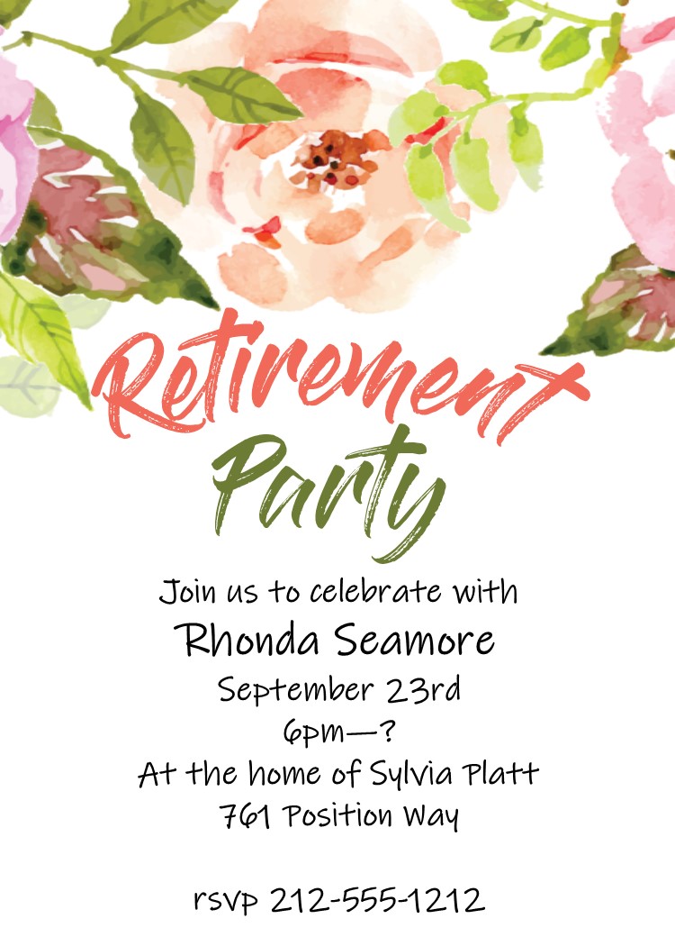 Rustic Floral Retirement Party Invitations