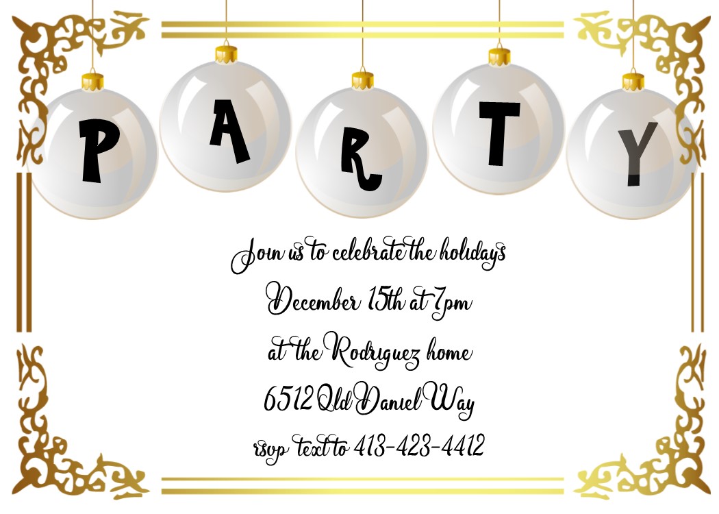 Christmas Glass Ornaments Party Invitations