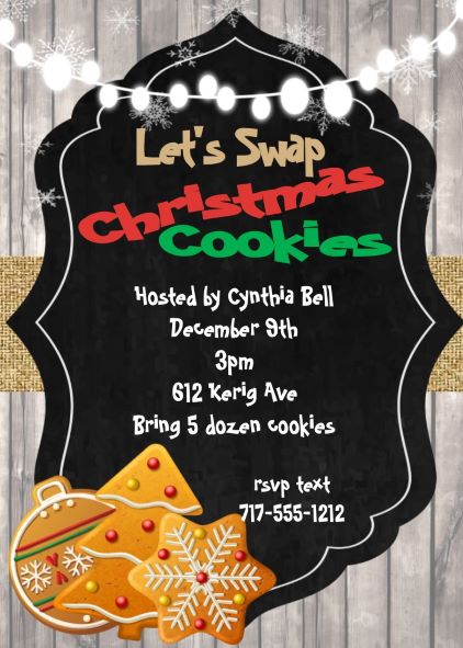 Christmas Cookie Exchange Invitations Let's Swap!