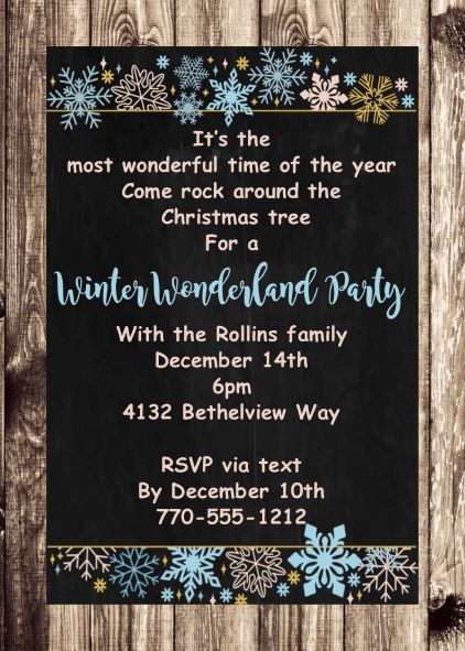 Wonderland on Wood Christmas Party Invitations