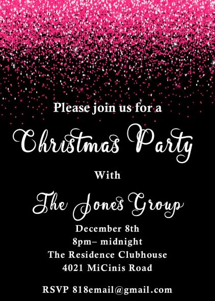 Christmas Glitter Party invitations
