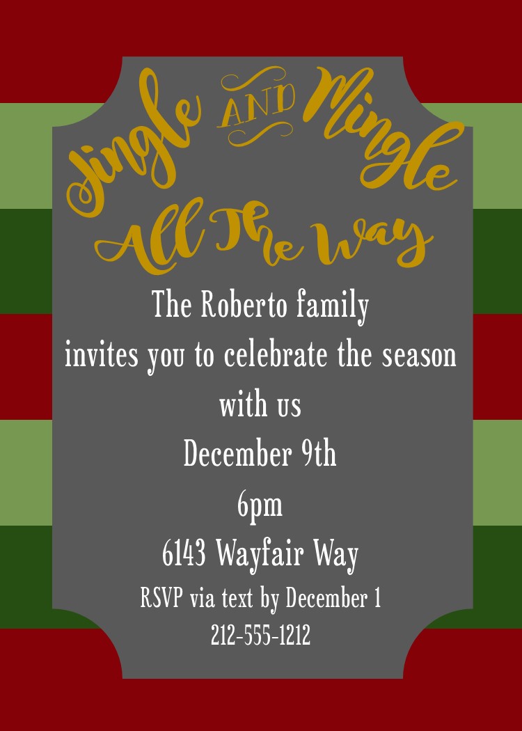 Jingle and Mingle Christmas  Invitations