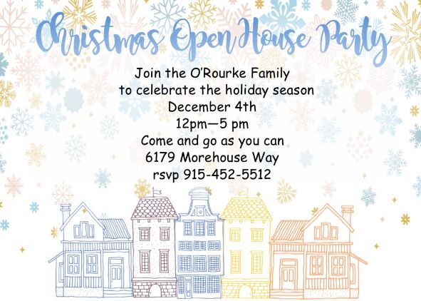 Simple Houses Christmas Open House Party invitations
