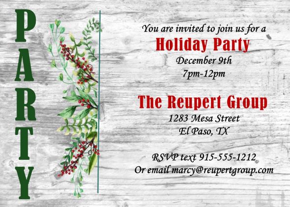 2871 Modern Rustic Christmas Party Invitations