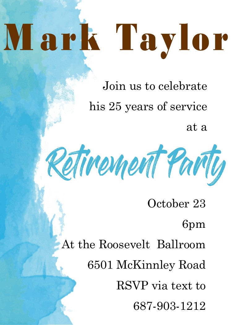 Watercolor Retirement Party Invitations
