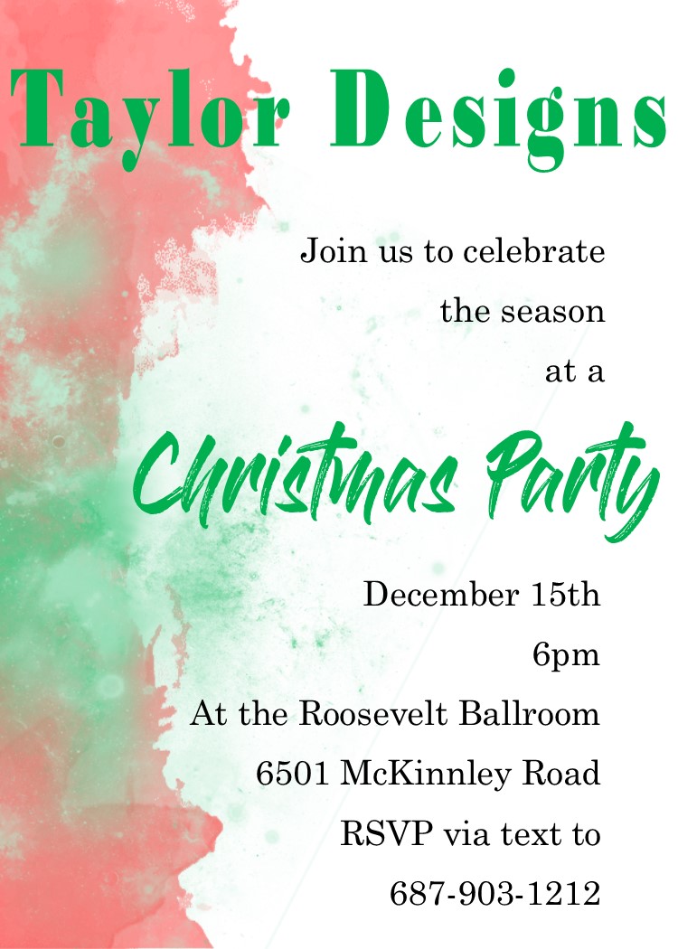 Watercolor Christmas Party Invitations