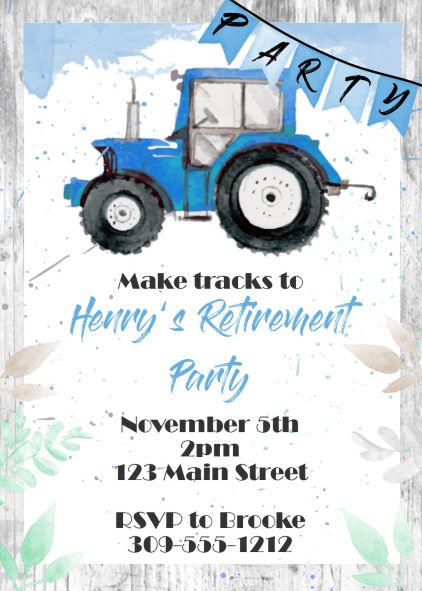Tractor Retirement Party Invitations