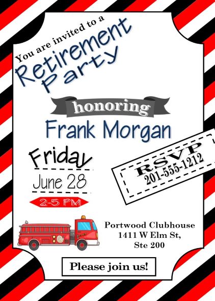 Firefighter Retirement Party Invitations