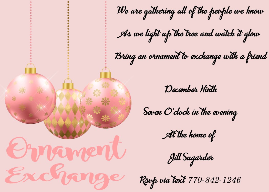 3 pink Ornaments Christmas Party invitations