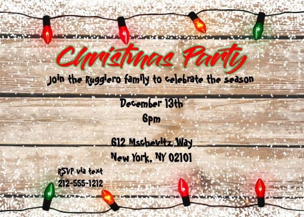Rustic Wood Christmas Party invitations