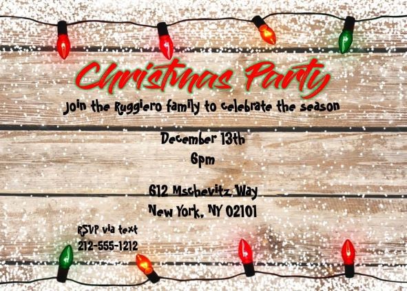 2884 Rustic Bulbs Christmas Party Invitations