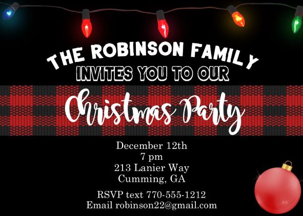 Black and Red Plaid Christmas Party invitations