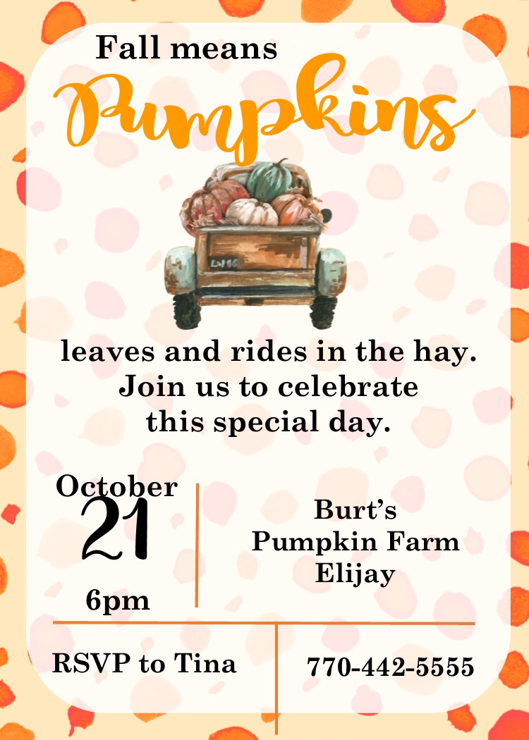 Fall pumpkin truck party invitations