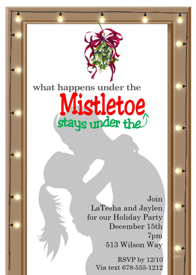 Under the Door Mistletoe Open House Christmas Party Invitations