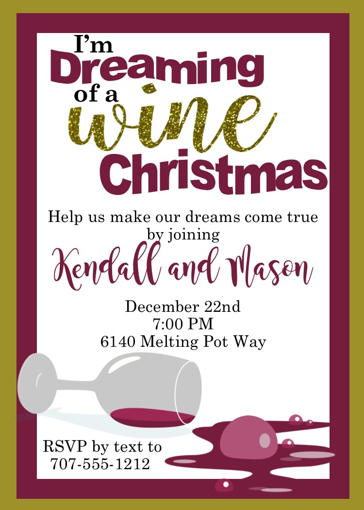 I'm Dreaming of a Wine Christmas Party Invitations