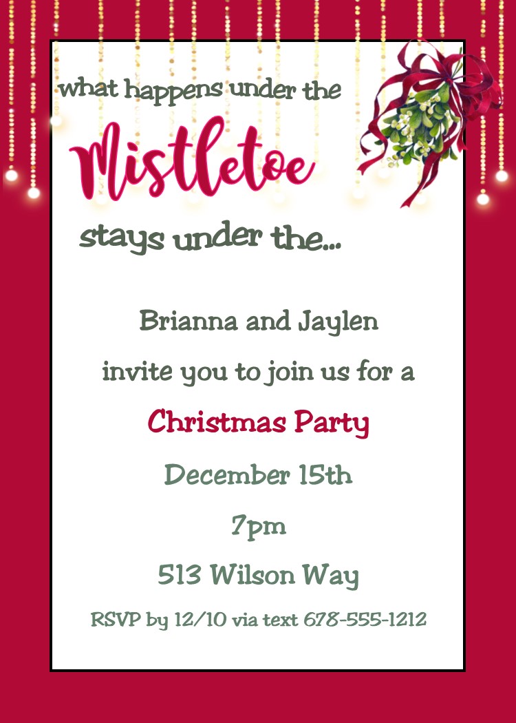 Stays under the Mistletow Office Christmas Party invitations