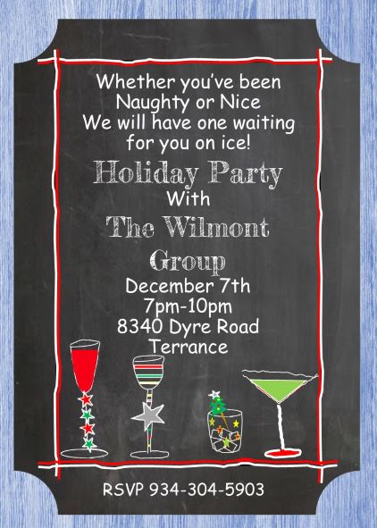 Christmas Cocktail Company Party Invitations