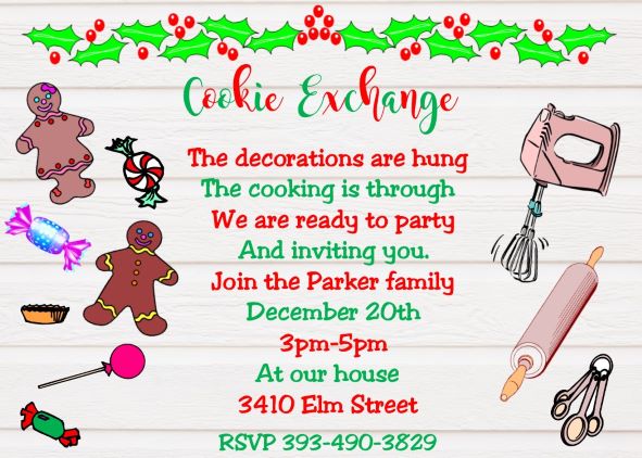 Christmas cookie exchange Party Invitations