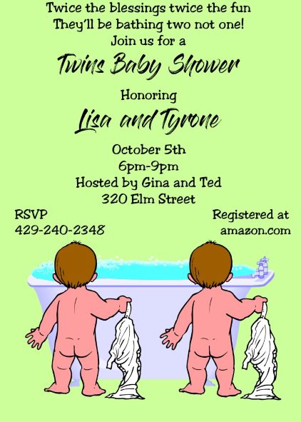 Twin Baby Shower Party Invitations