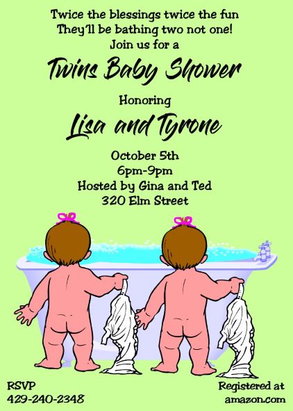 Twin Baby Shower Party Invitations