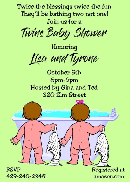 Twin Baby Shower Party Invitations