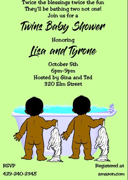 Twin Baby Shower Party Invitations