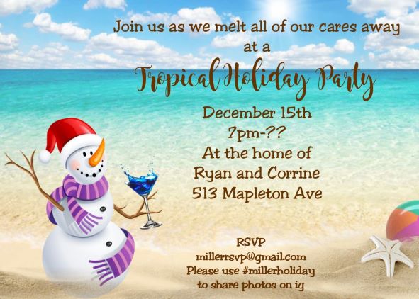 Palm Tree Tropical Holiday Party Invitations
