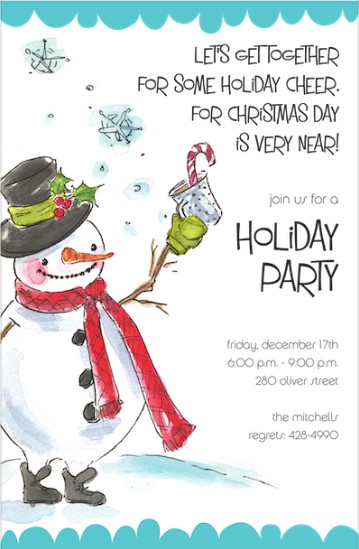 Snowman cheer Christmas Cocktail Party Invitations