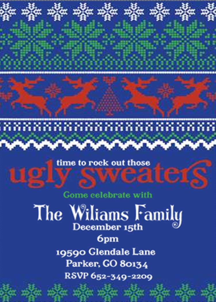 ugly sweater Christmas party invitations