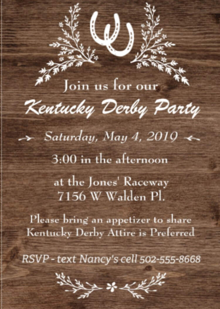 Horseshoe Kentucky Derby Party Invitations