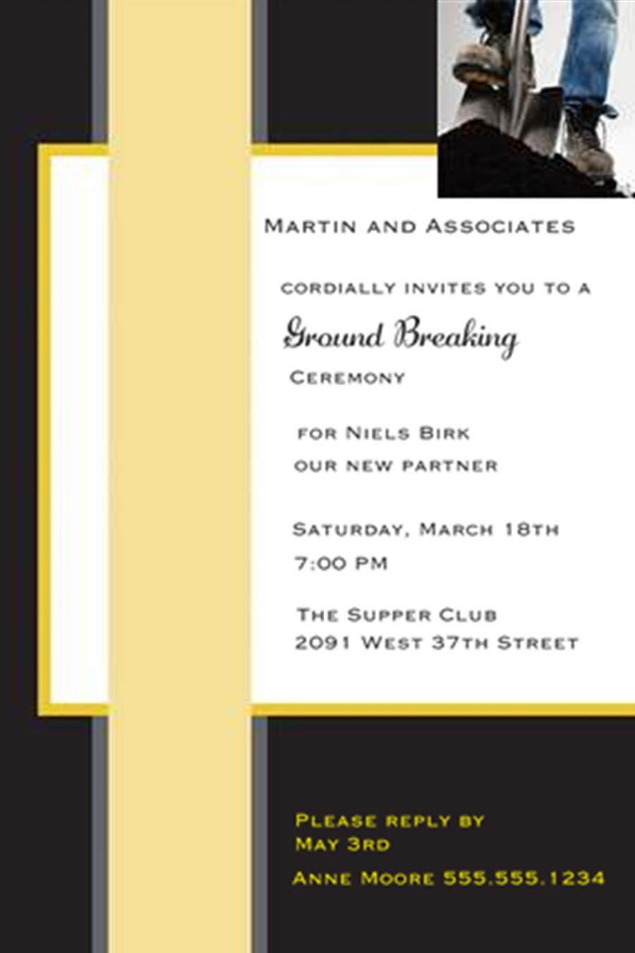 Ground Breaking - Grand Opening Party Invitations and Ground Breaking Party Invitations