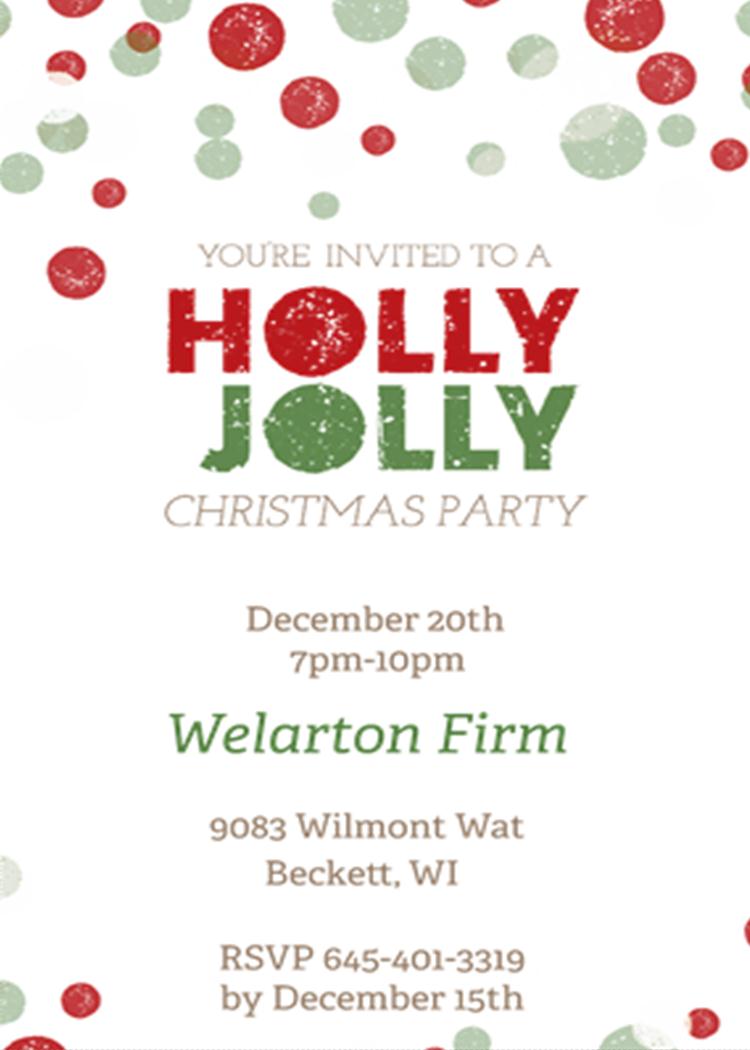 holly jolly company Christmas party invitations